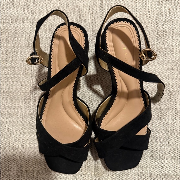 Kelly & Katie Shoes - Kelly & Katie Black Stiletto Heels with Ankle Strap